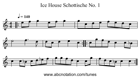 Ice House Schottische No. 1 - staff notation