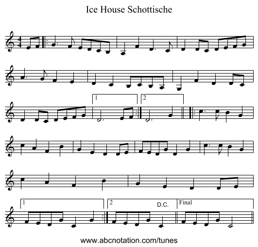 Ice House Schottische - staff notation