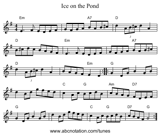 Ice on the Pond - staff notation
