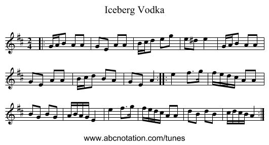Iceberg Vodka - staff notation