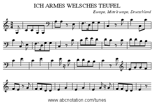 ICH ARMES WELSCHES TEUFEL - staff notation