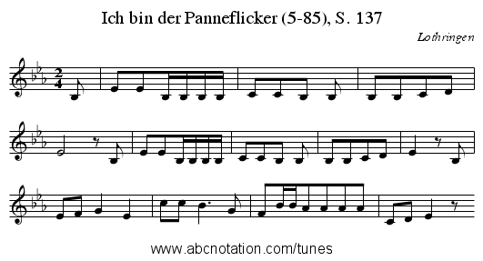 Ich bin der Panneflicker (5-85), S. 137 - staff notation
