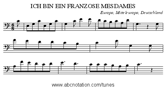 ICH BIN EIN FRANZOSE MESDAMES - staff notation