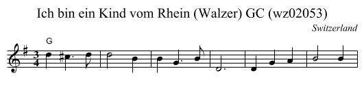 Ich bin ein Kind vom Rhein (Walzer) GC (wz02053) - staff notation