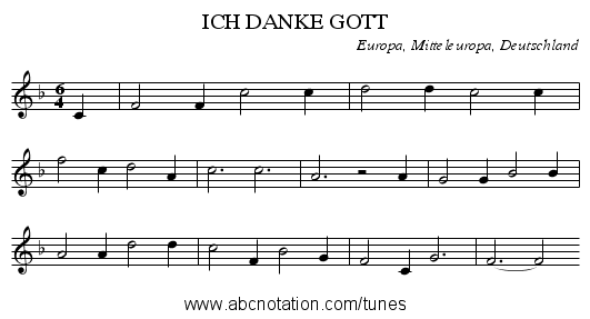 ICH DANKE GOTT - staff notation