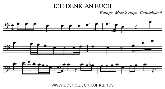 ICH DENK AN EUCH - staff notation