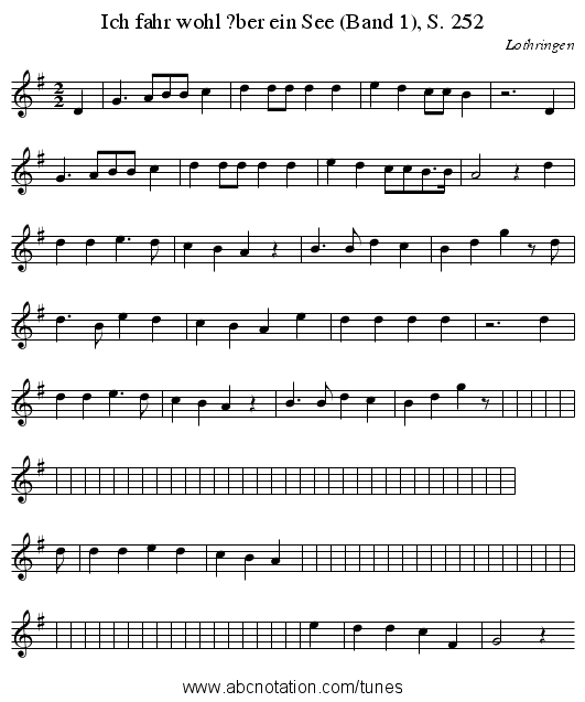 Ich fahr wohl ?ber ein See (Band 1), S. 252 - staff notation