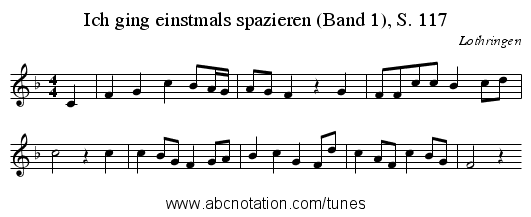 Ich ging einstmals spazieren (Band 1), S. 117 - staff notation