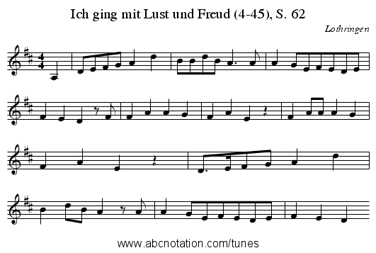Ich ging mit Lust und Freud (4-45), S. 62 - staff notation