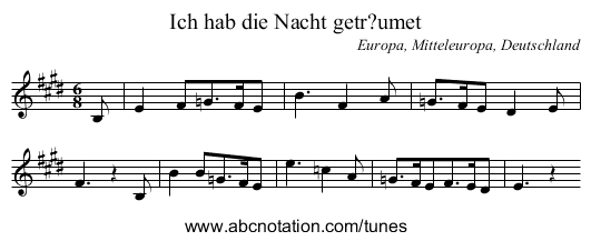 Ich hab die Nacht getr?umet - staff notation