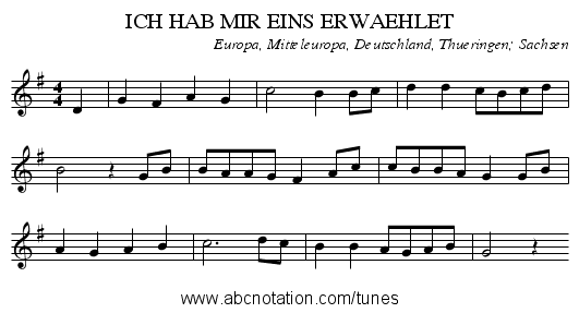 ICH HAB MIR EINS ERWAEHLET - staff notation