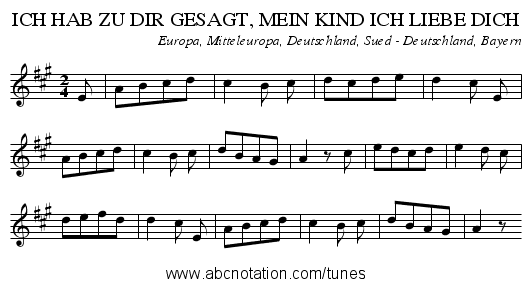 ICH HAB ZU DIR GESAGT, MEIN KIND ICH LIEBE DICH - staff notation
