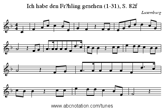Ich habe den Fr?hling gesehen (1-31), S. 82f - staff notation