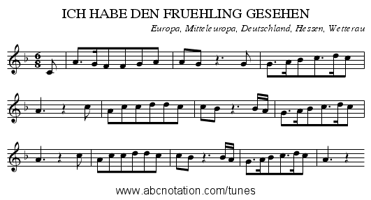 ICH HABE DEN FRUEHLING GESEHEN - staff notation