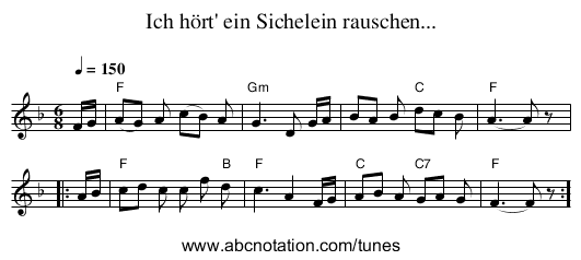 Ich hört' ein Sichelein rauschen... - staff notation