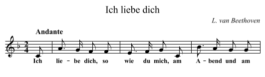 Ich liebe dich - staff notation