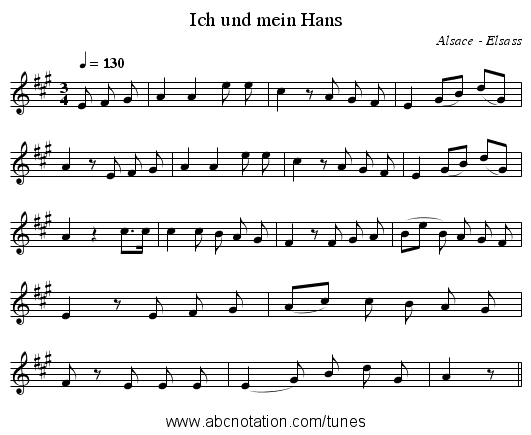 Ich und mein Hans - staff notation