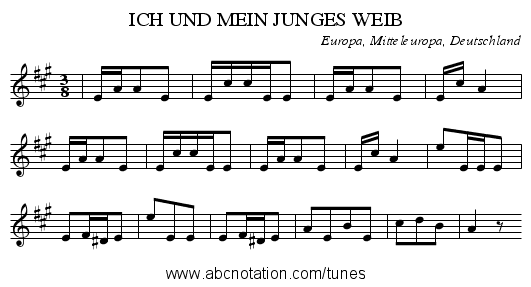 ICH UND MEIN JUNGES WEIB - staff notation