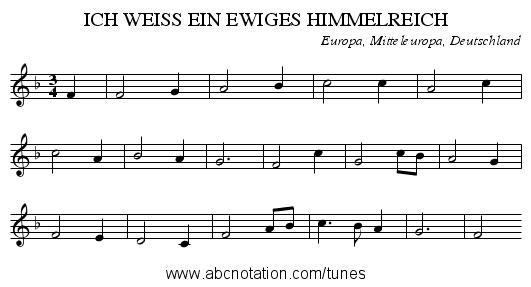 ICH WEISS EIN EWIGES HIMMELREICH - staff notation