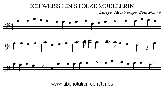 ICH WEISS EIN STOLZE MUELLERIN - staff notation