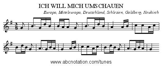 ICH WILL MICH UMSCHAUEN - staff notation