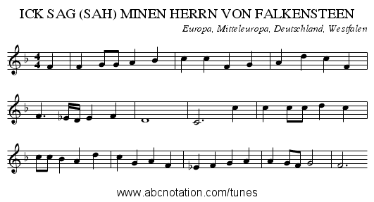 ICK SAG (SAH) MINEN HERRN VON FALKENSTEEN - staff notation