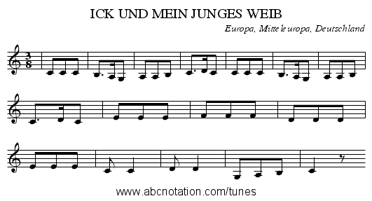 ICK UND MEIN JUNGES WEIB - staff notation