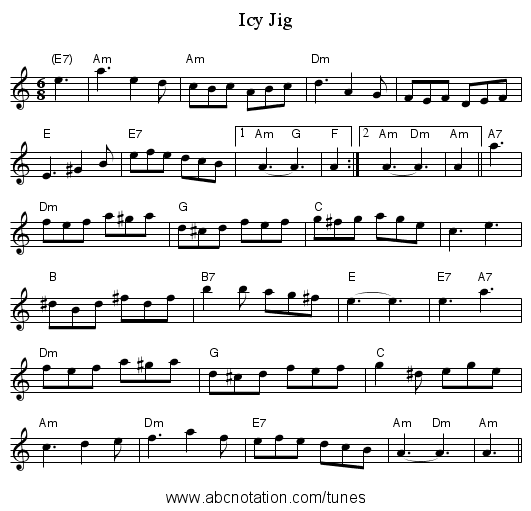 Icy Jig - staff notation
