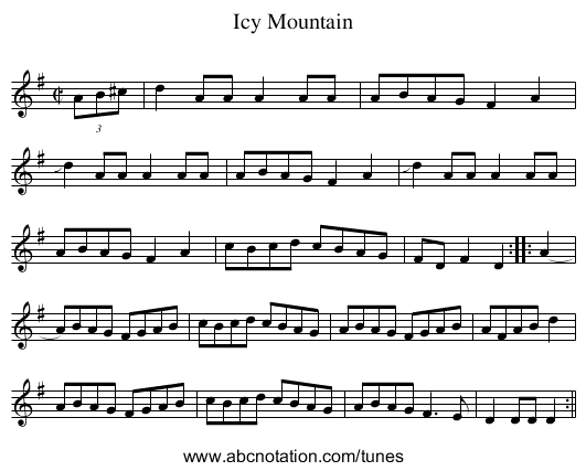 Icy Mountain - staff notation