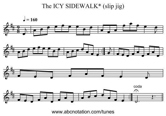 ICY SIDEWALK* (slip jig), The - staff notation