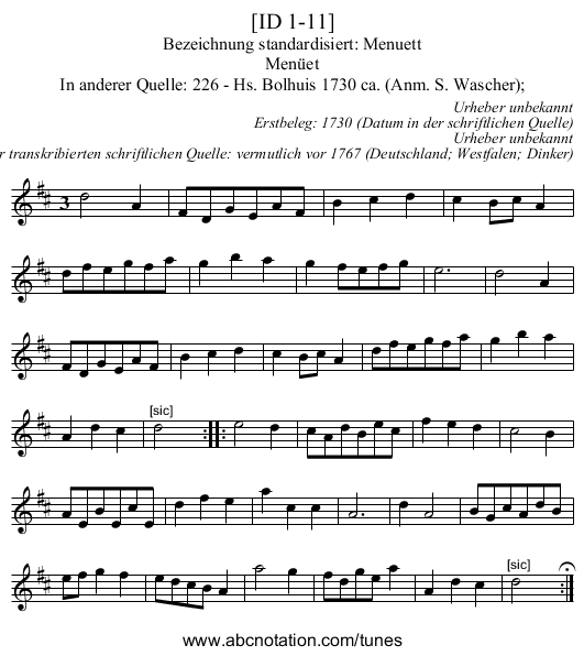 [ID 1-11] - staff notation