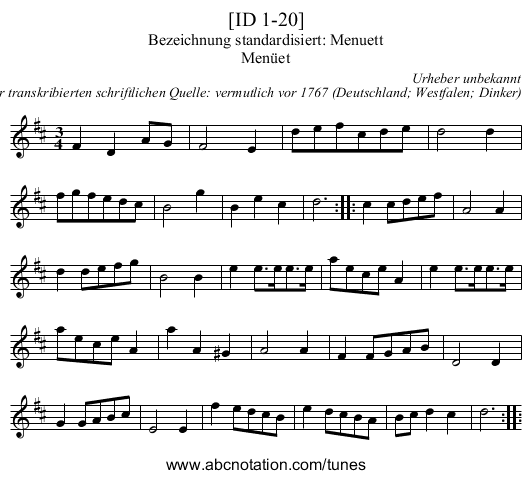 [ID 1-20] - staff notation