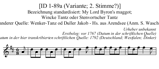 [ID 1-89a (Variante; 2. Stimme?)] - staff notation