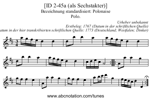 [ID 2-45a (als Sechstakter)] - staff notation