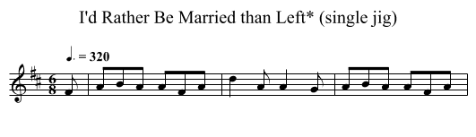 I'd Rather Be Married than Left* (single jig) - staff notation