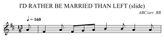 I'D RATHER BE MARRIED THAN LEFT (slide) - staff notation