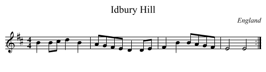 Idbury Hill - staff notation