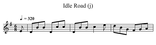 Idle Road (j) - staff notation