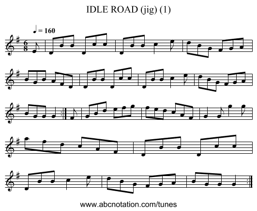 IDLE ROAD (jig) (1) - staff notation
