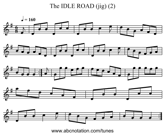 IDLE ROAD (jig) (2), The - staff notation