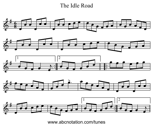 Idle Road, The - staff notation