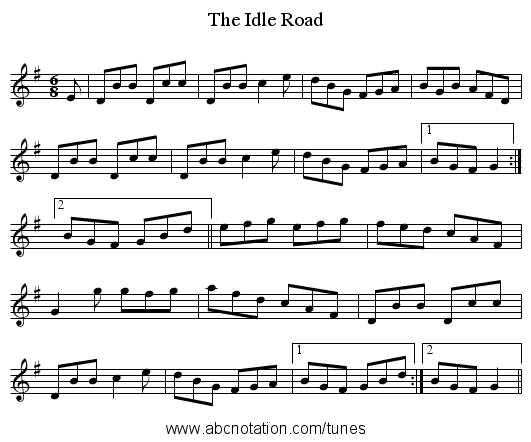 Idle Road, The - staff notation