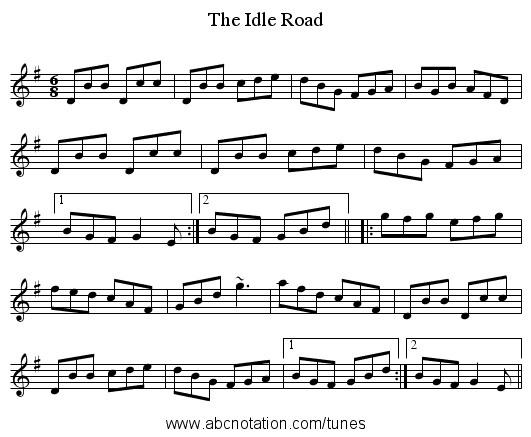 Idle Road, The - staff notation