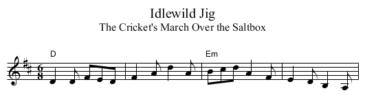 Idlewild Jig - staff notation