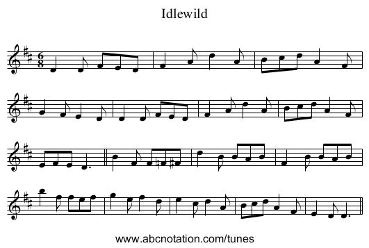 Idlewild - staff notation