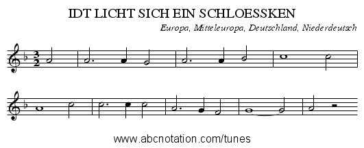 IDT LICHT SICH EIN SCHLOESSKEN - staff notation