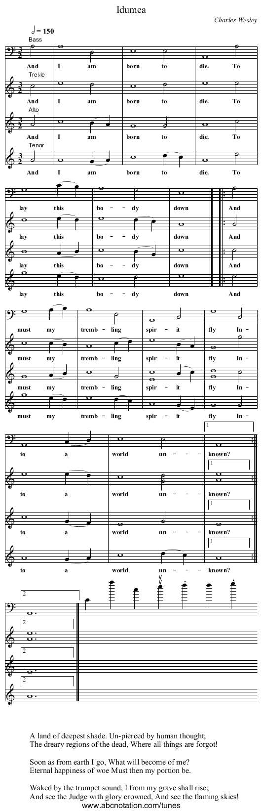 Idumea - staff notation