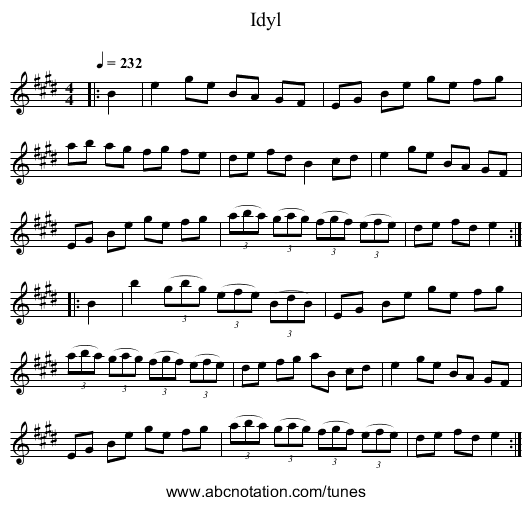 Idyl - staff notation