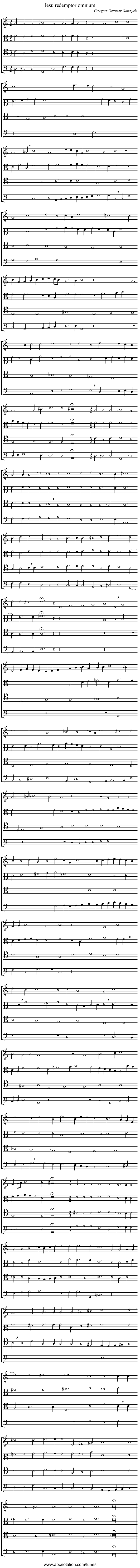 Iesu redemptor omnium - staff notation