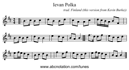 Ievan Polka - staff notation